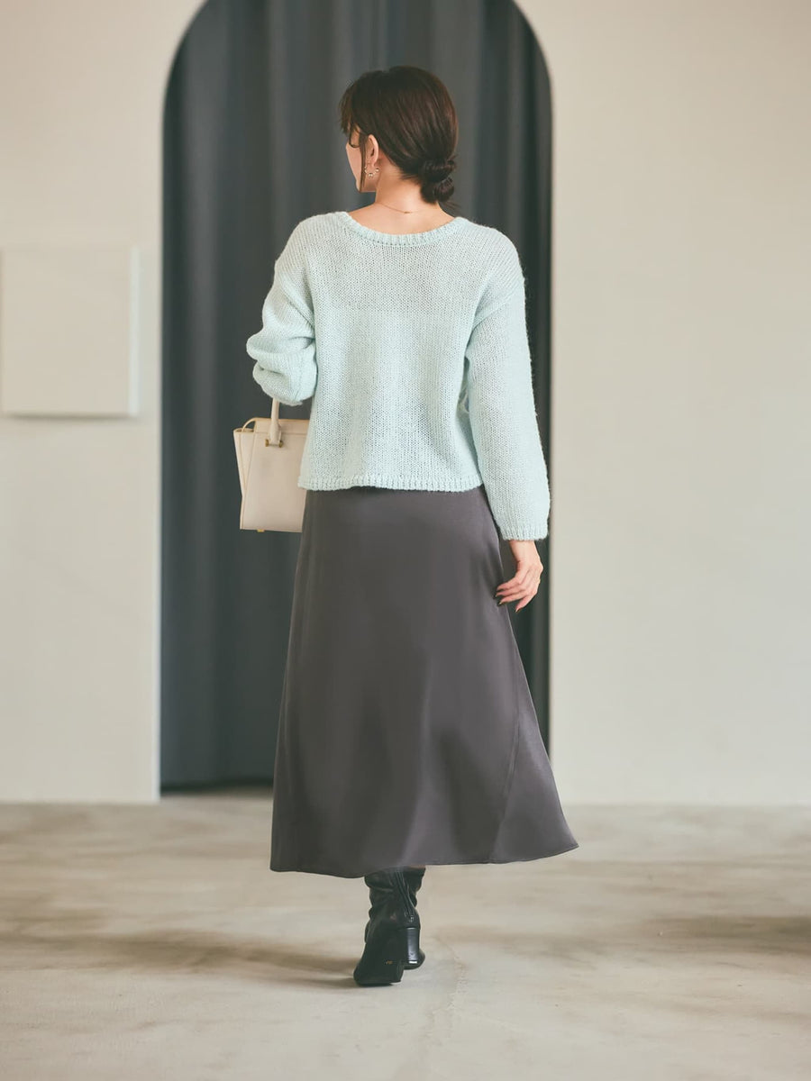 アシメナローサテンスカート-short & regular　[通常]