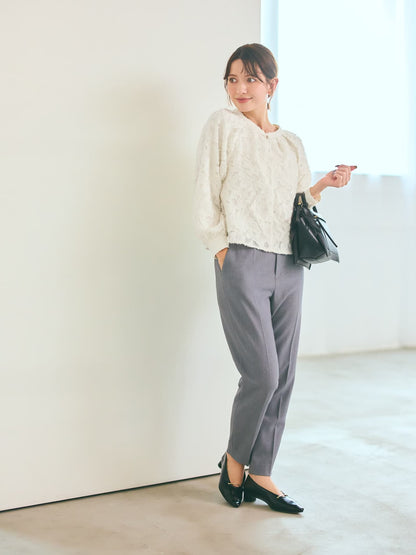 カットジャカードタックデザインブラウス　[通常]