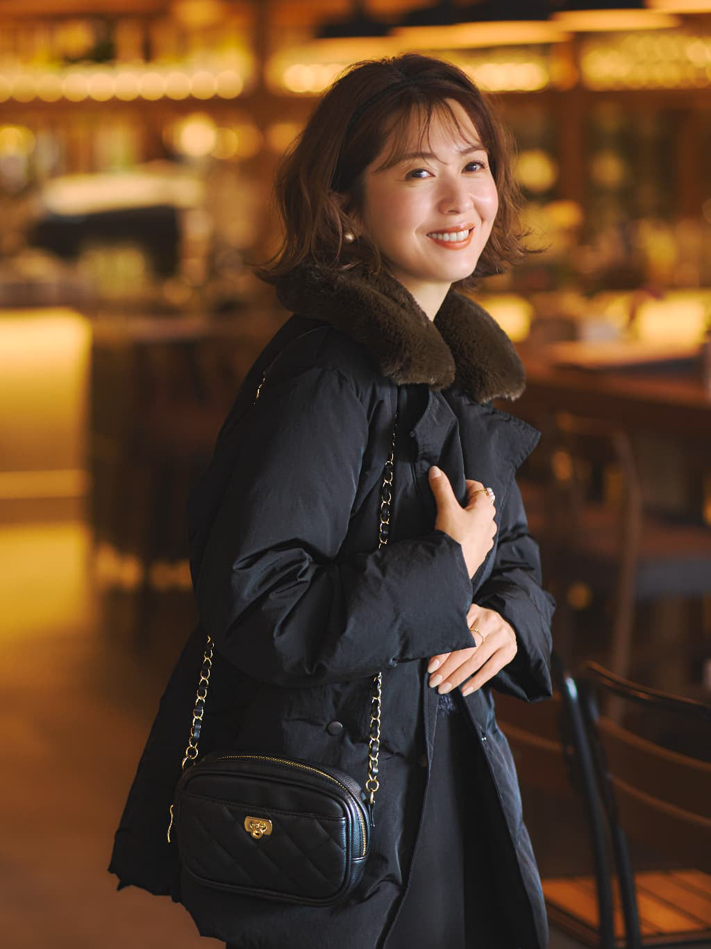 美品　ブラックキルティング 2way チェーンバッグ 高級感 2wayキルティングチェーンバッグ | 小柄・低身長女性向けファッション