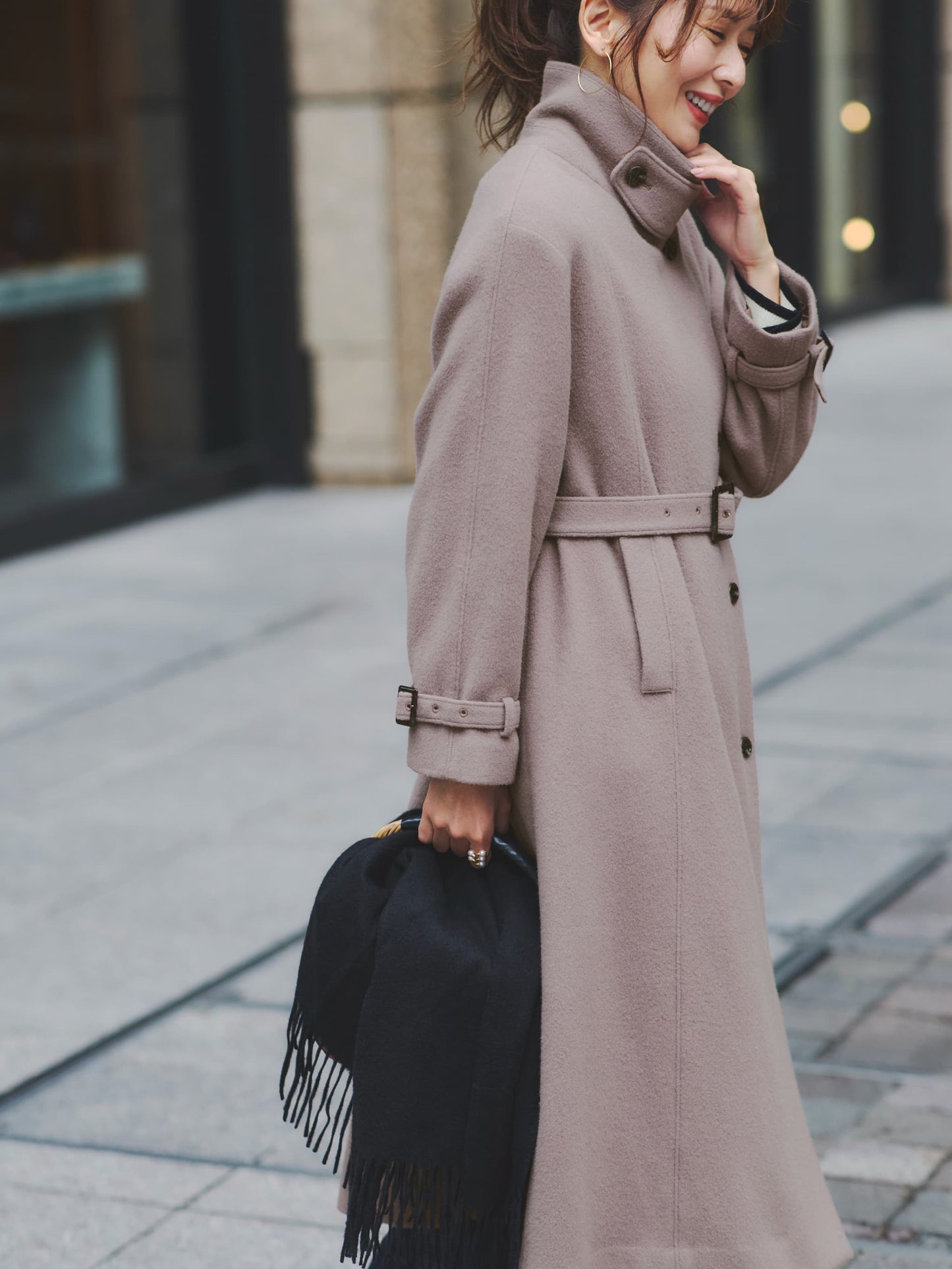 ＜sweetweb掲載＞セミダブルバックフレアウールコート-short & regular　[通常]