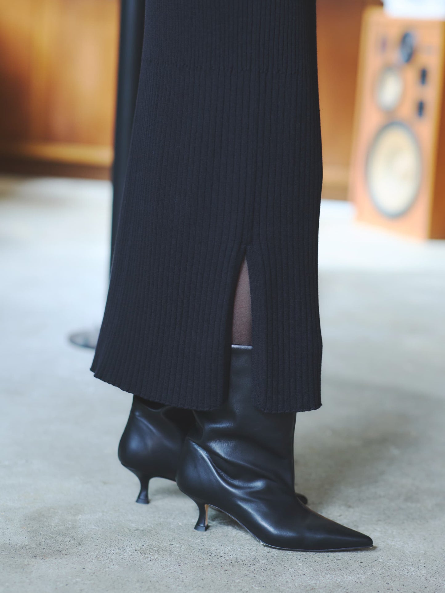 ウォッシャブルウールリブIラインスカート-short & regular　[通常]