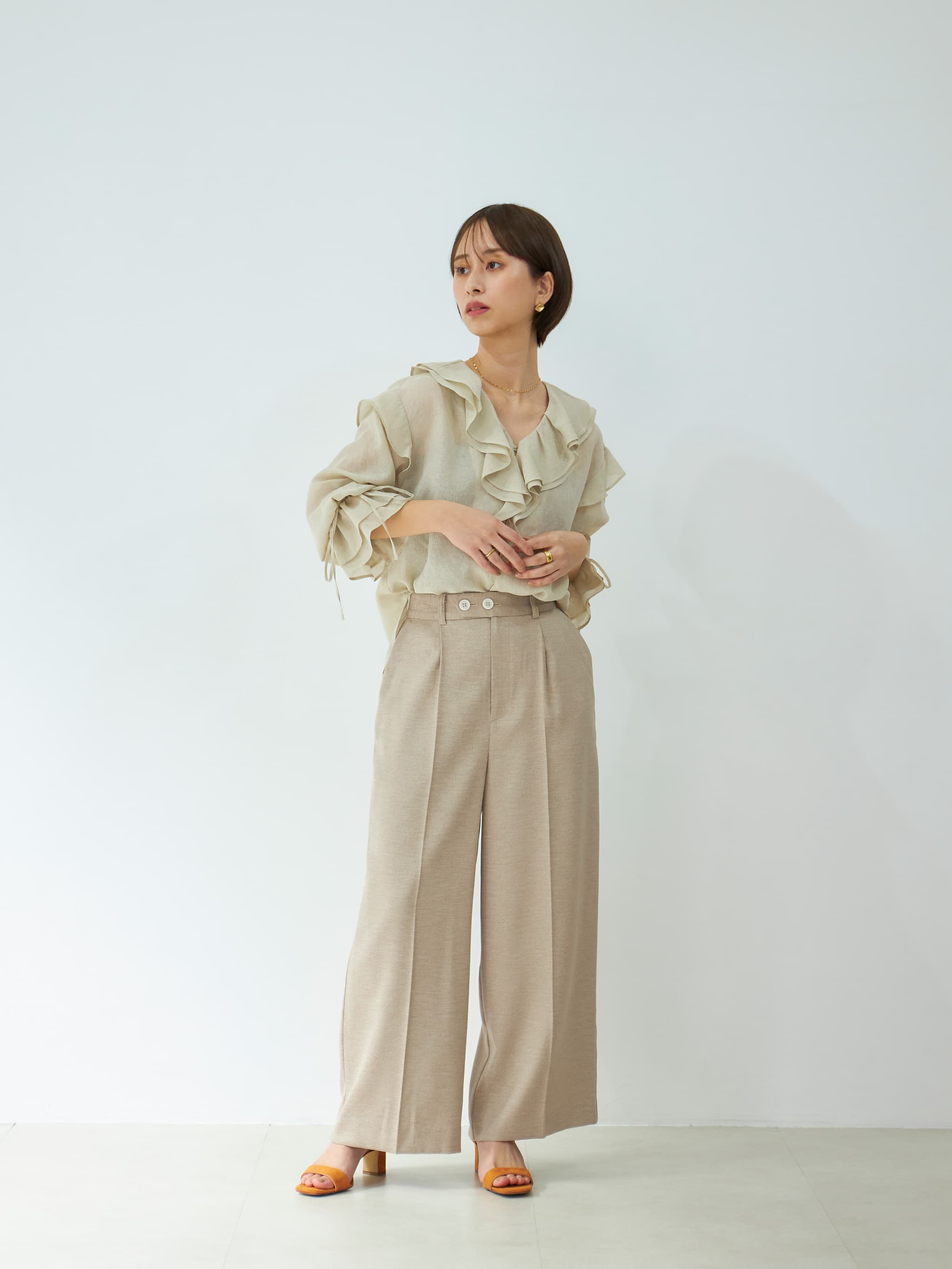 アンティークガーゼラッフルブラウス | 小柄・低身長女性向け