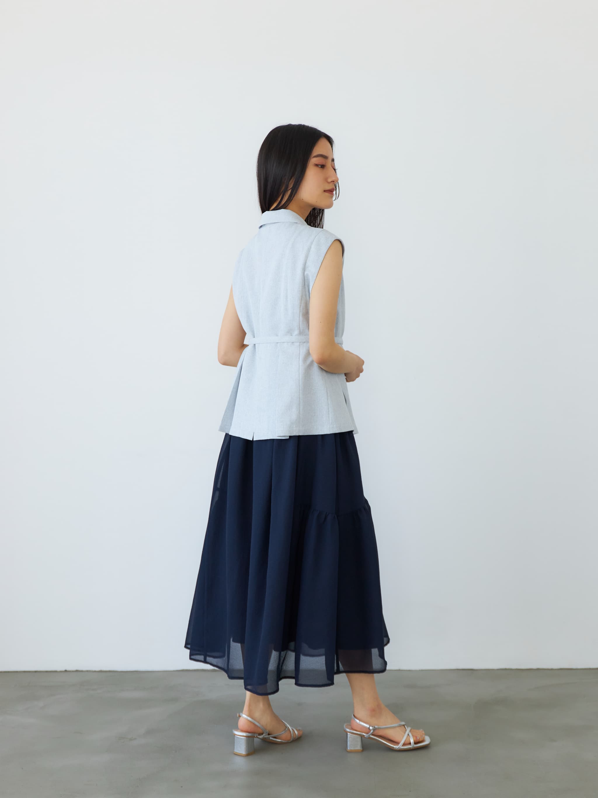 リネンライクテーラードタックジレ | 小柄・低身長女性向け