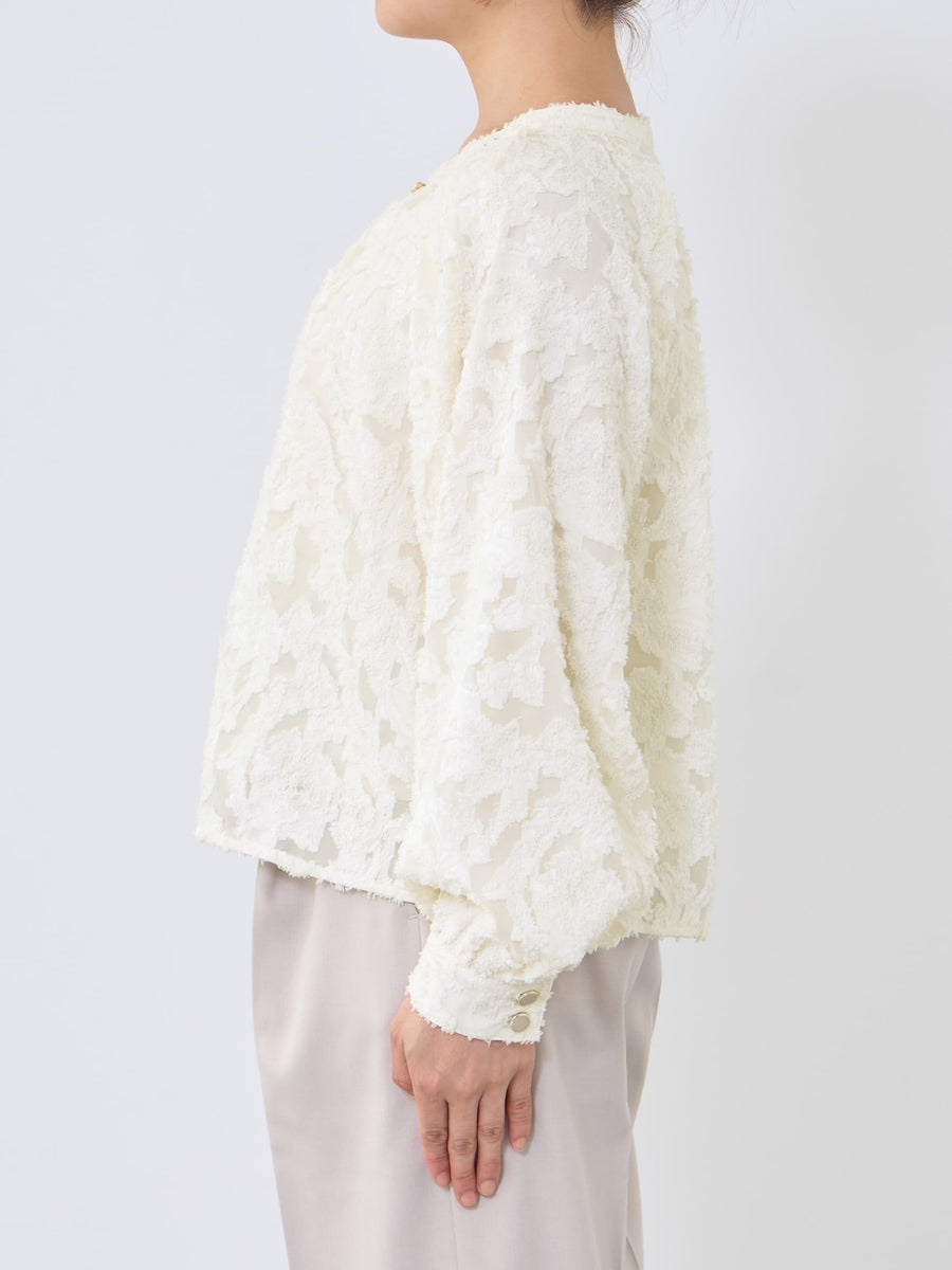 カットジャカードタックデザインブラウス　[通常]