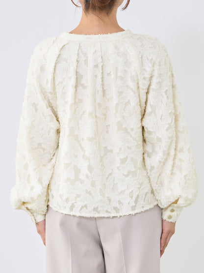 カットジャカードタックデザインブラウス　[通常]