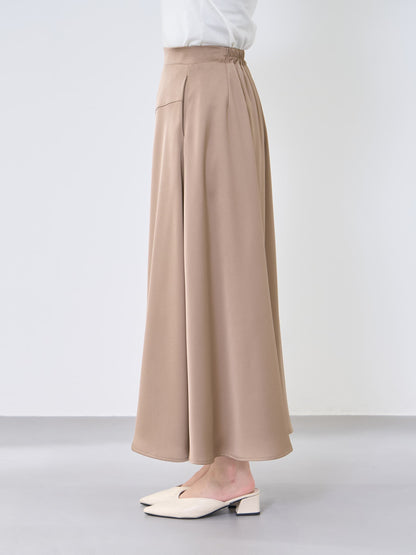 アシメラインサテンフレアスカート-short & regular　[通常]