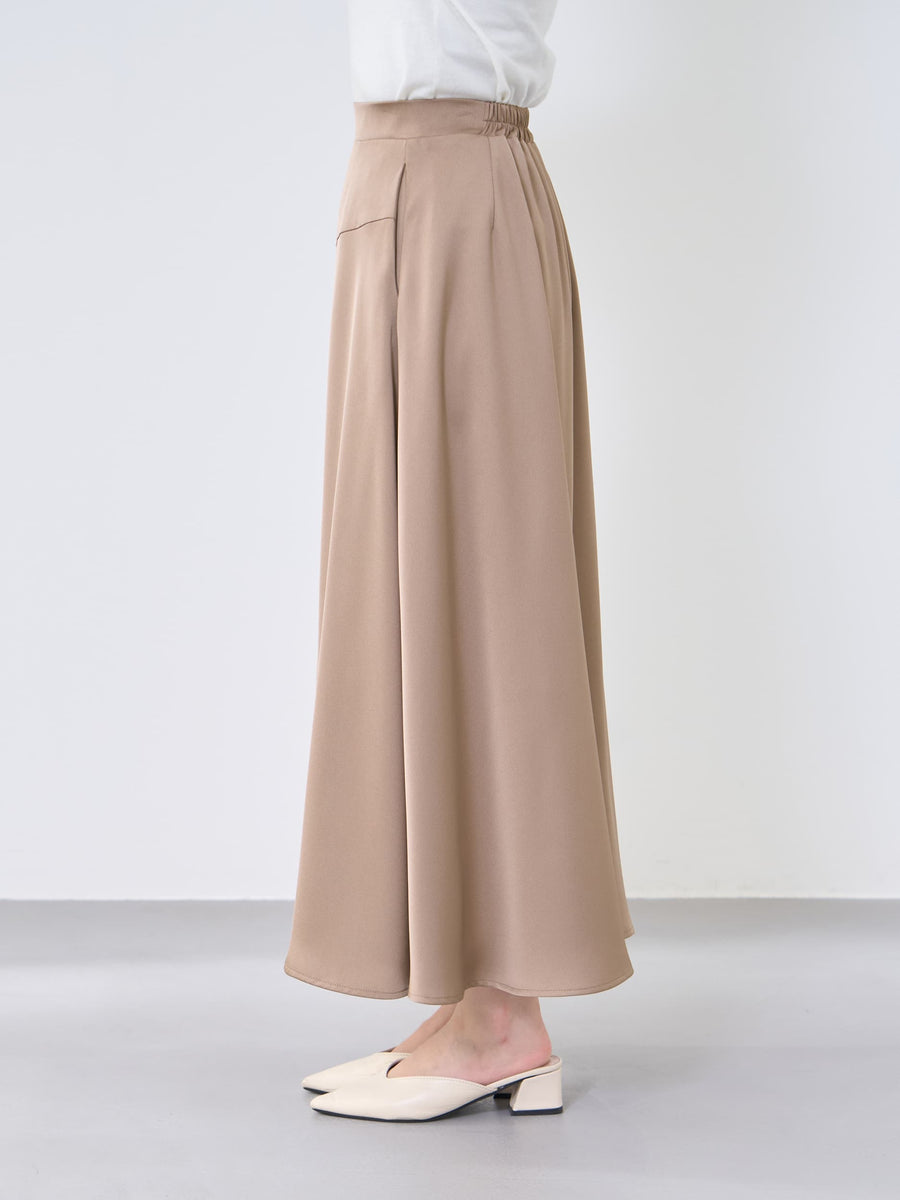 アシメラインサテンフレアスカート-short & regular　[通常]