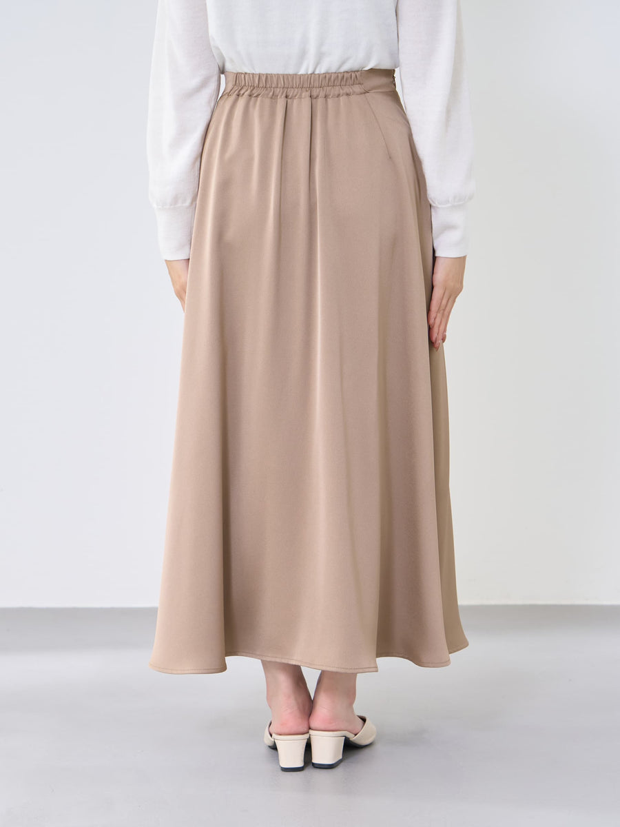 アシメラインサテンフレアスカート-short & regular　[通常]