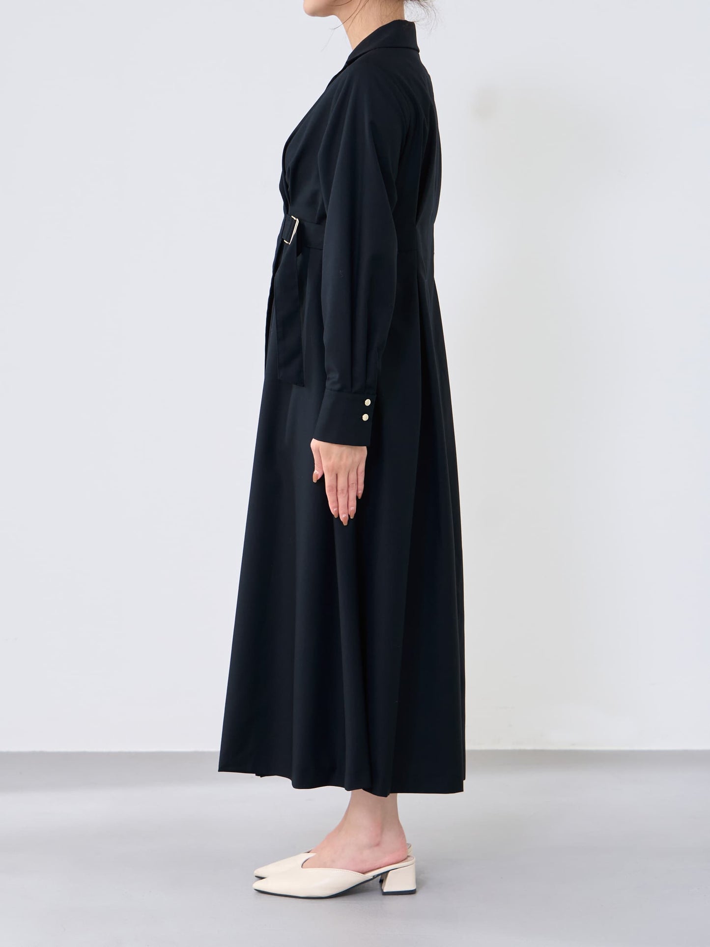 ウエストベルトテーラードワンピース-short & regular　[通常]