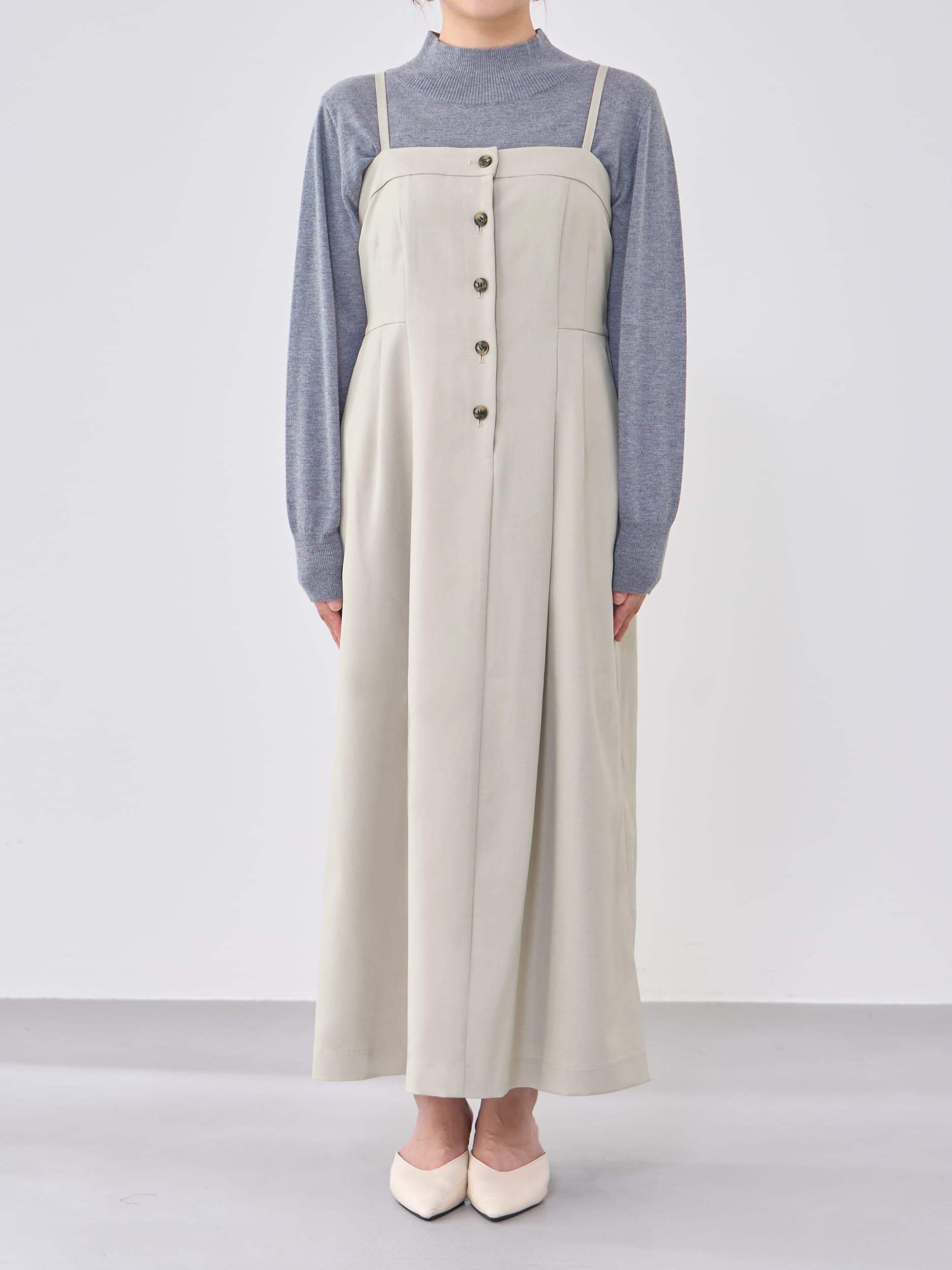 【新品未使用】コヒナ cohina フロントボタンジャンパースカート フロントボタンツイードジャンパースカート-short & regular