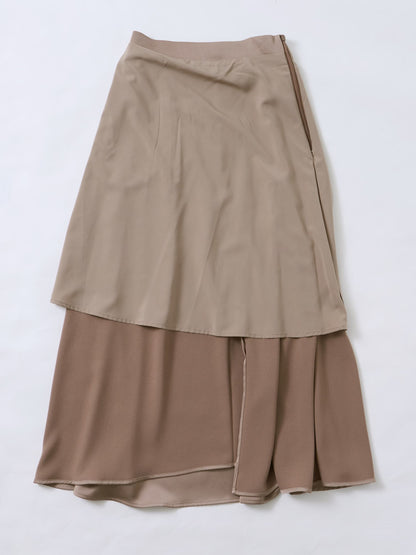 アシメラインサテンフレアスカート-short & regular　[通常]