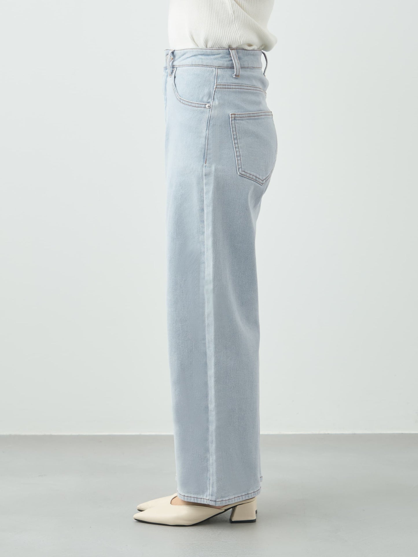 ウォームセミワイドストレートデニム-short & regular　[通常]