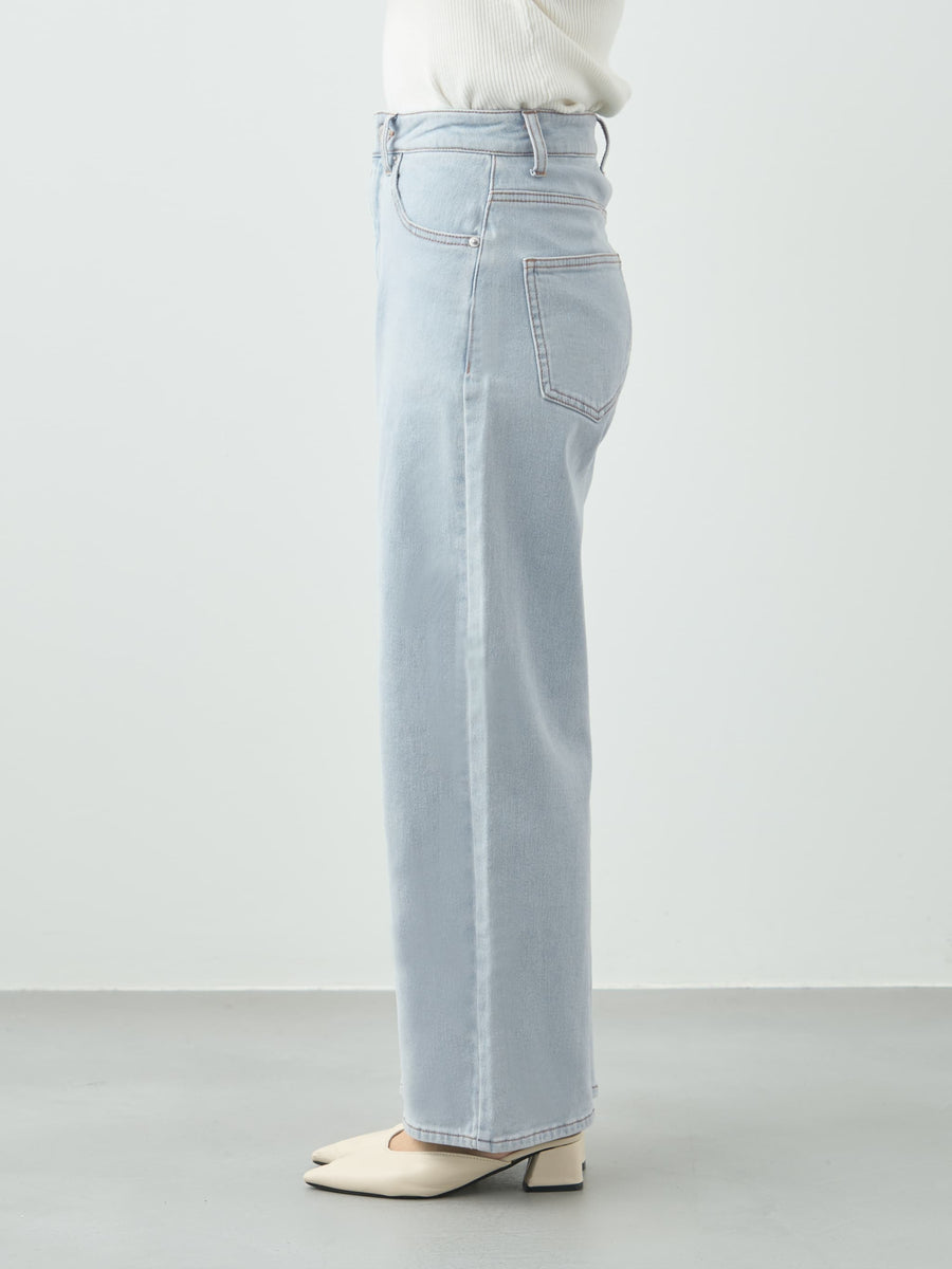 ウォームセミワイドストレートデニム-short & regular　[通常]