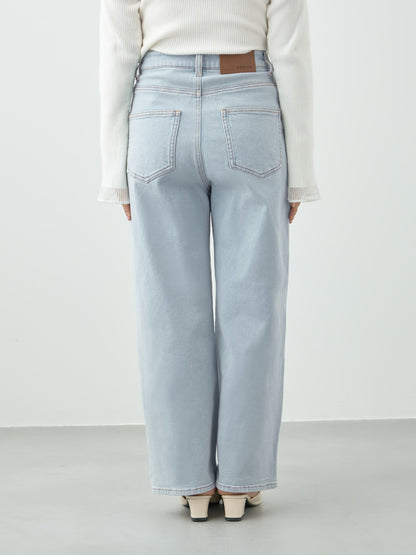 ウォームセミワイドストレートデニム-short & regular　[通常]