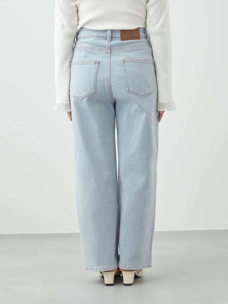 ウォームセミワイドストレートデニム-short & regular　[通常]