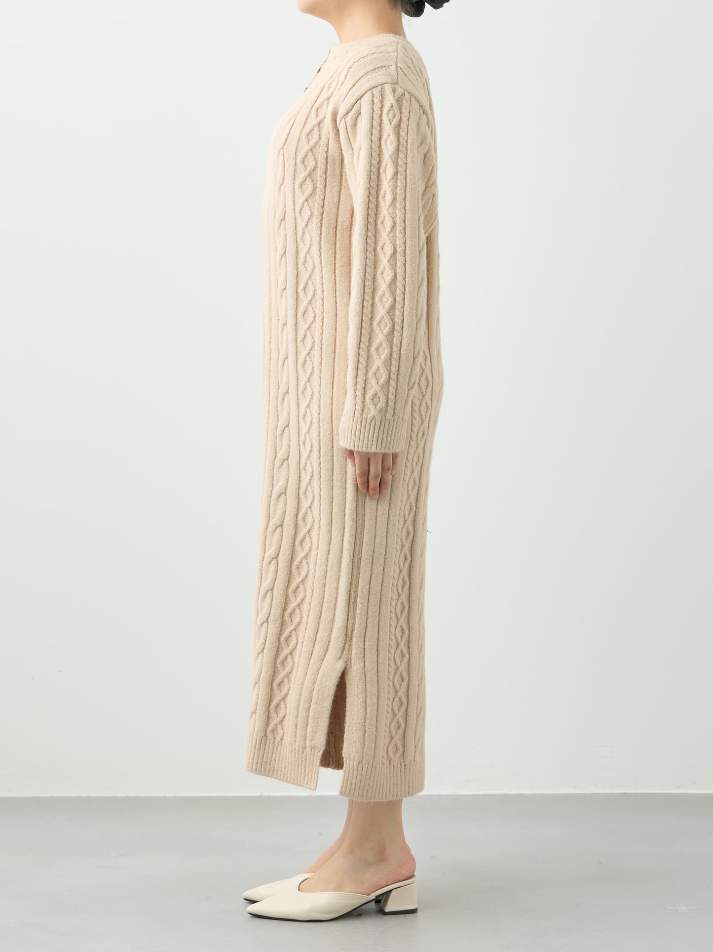 ケーブルミックスニットワンピース-short & regular　[通常]