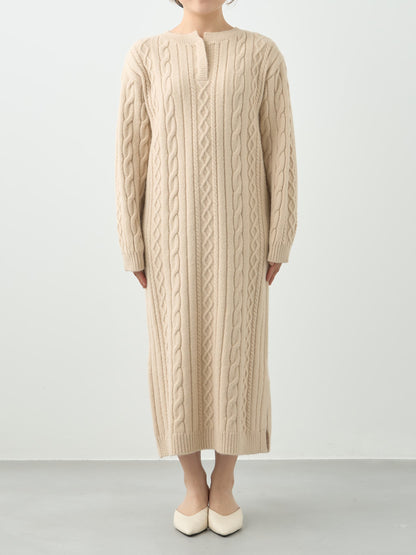 ケーブルミックスニットワンピース-short & regular　[通常]