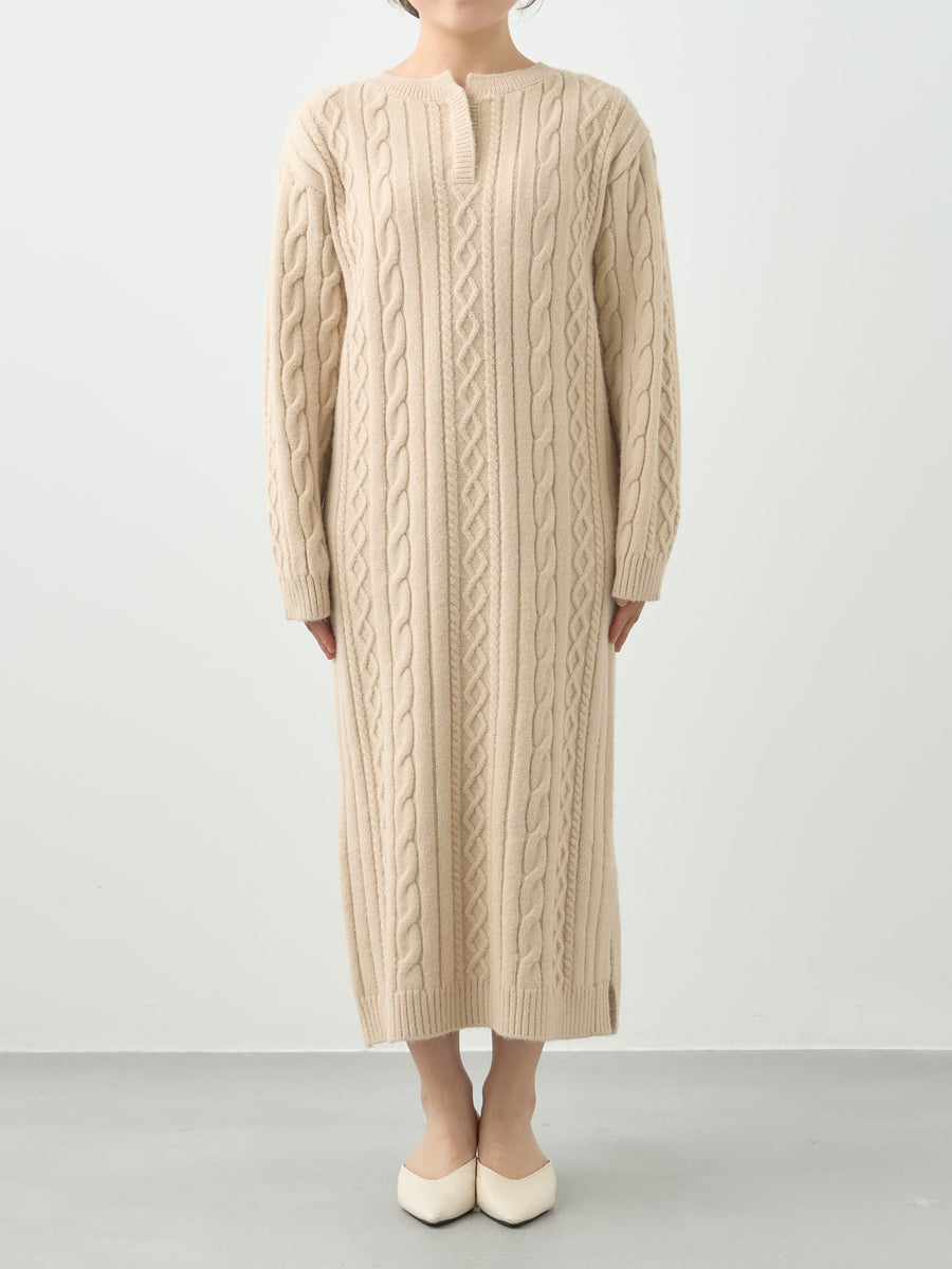 ケーブルミックスニットワンピース-short & regular　[通常]