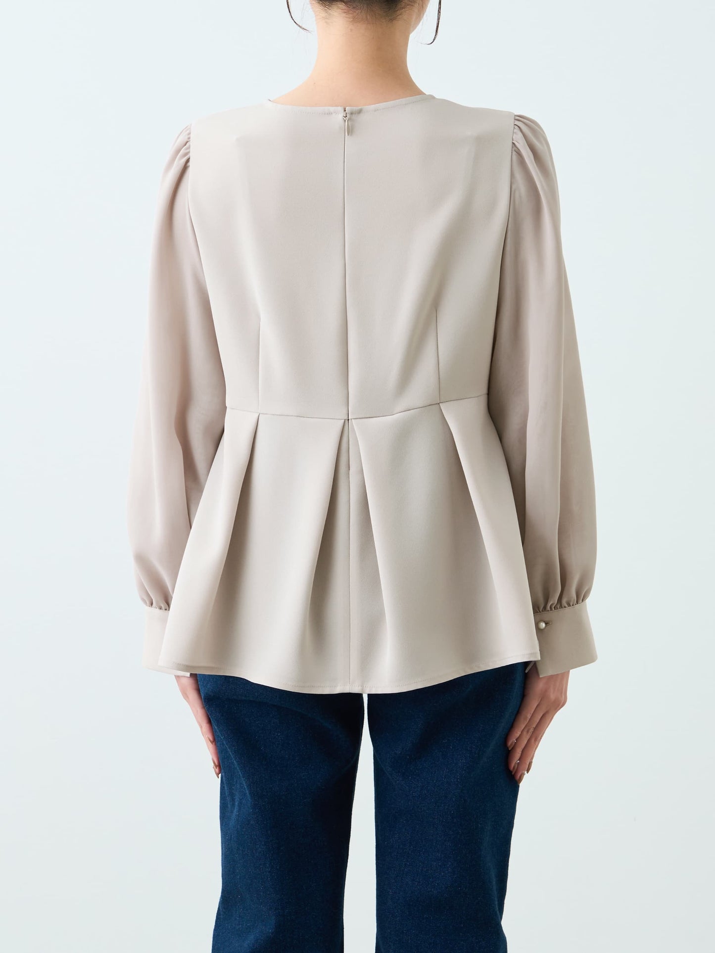 トリアセジョーゼットペプラムブラウス　[通常]