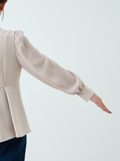 トリアセジョーゼットペプラムブラウス　[通常]