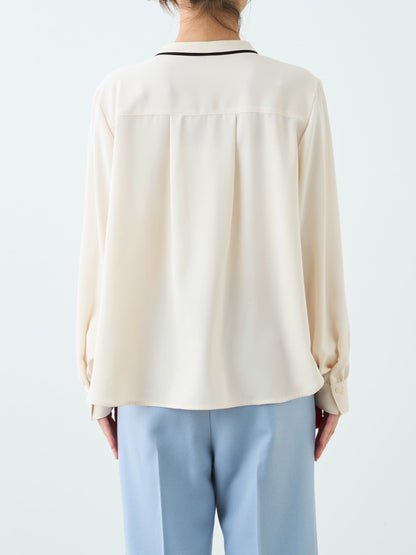 バイカラーリボンブラウス　[通常]