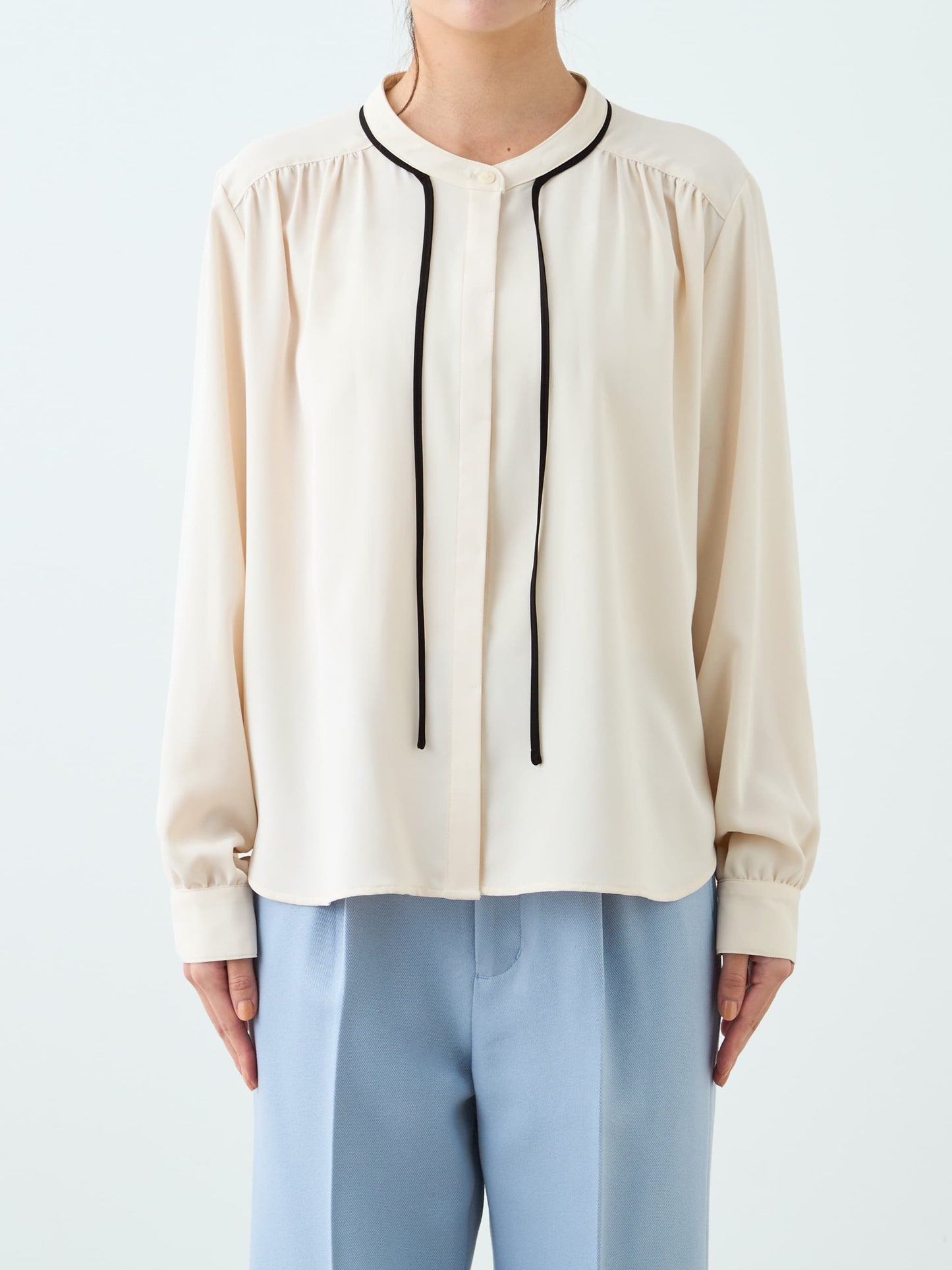 バイカラーリボンブラウス　[通常]