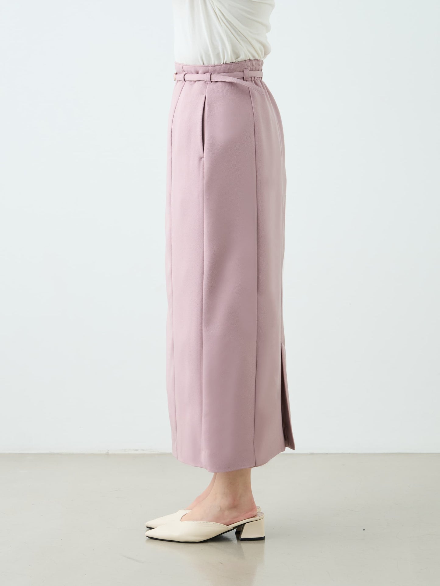 ベルト付きパネルIラインスカート-short & regular　[通常]