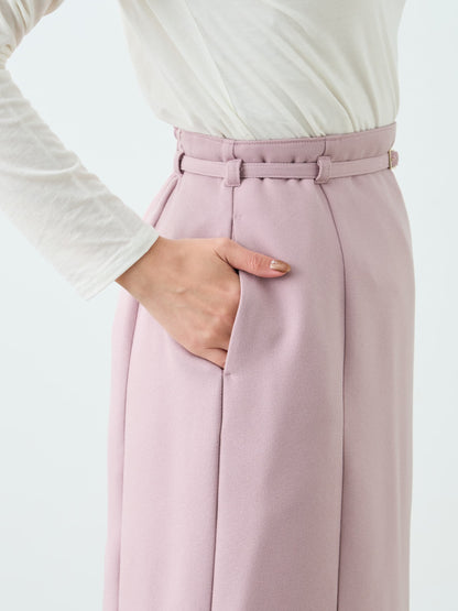 ベルト付きパネルIラインスカート-short & regular　[通常]