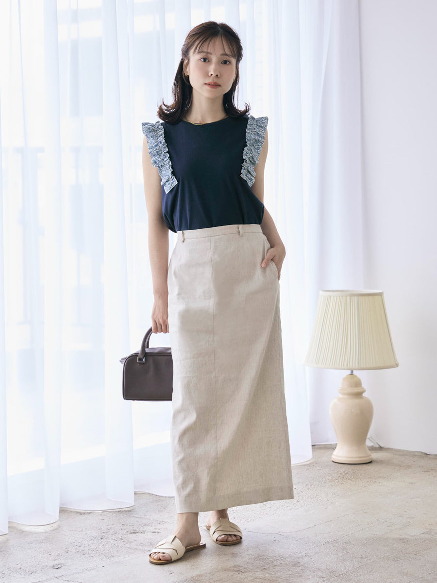 【COHINA MADE WITH LIBERTY FABRIC】フリルスリーブカットソー　[通常]