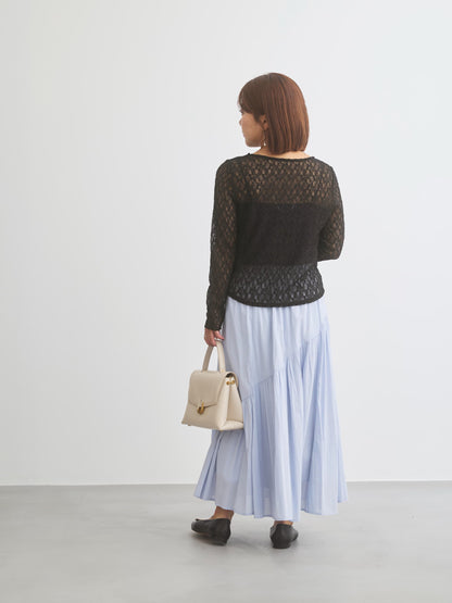 ストレッチレースボートネックトップス　[通常]