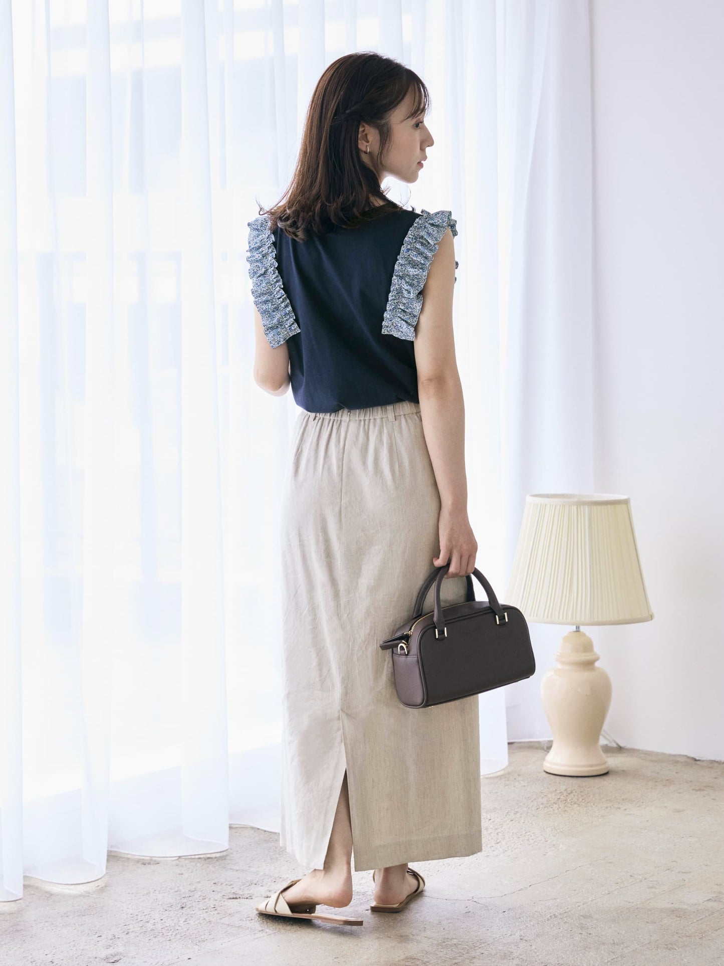【COHINA MADE WITH LIBERTY FABRIC】フリルスリーブカットソー　[通常]