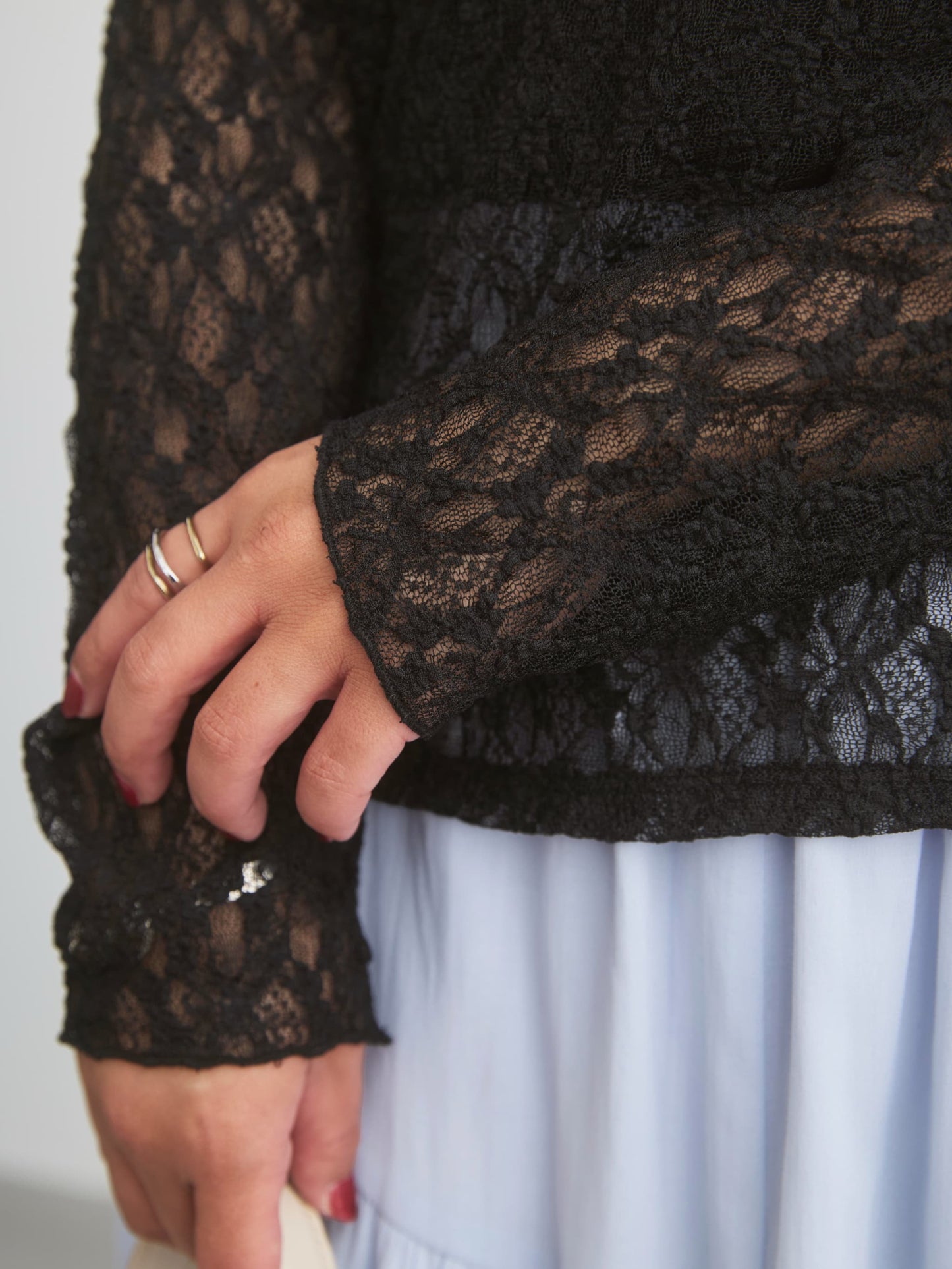 ストレッチレースボートネックトップス　[通常]