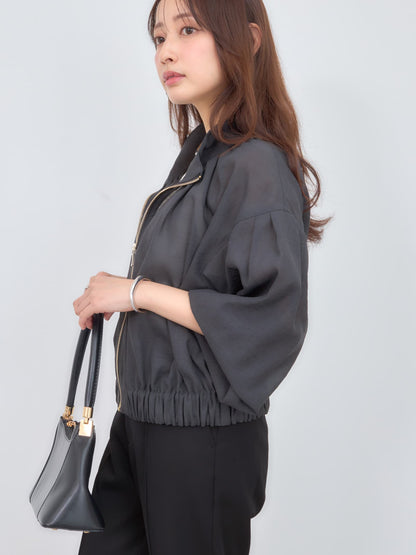 シアーギャザージップブルゾン　[通常]