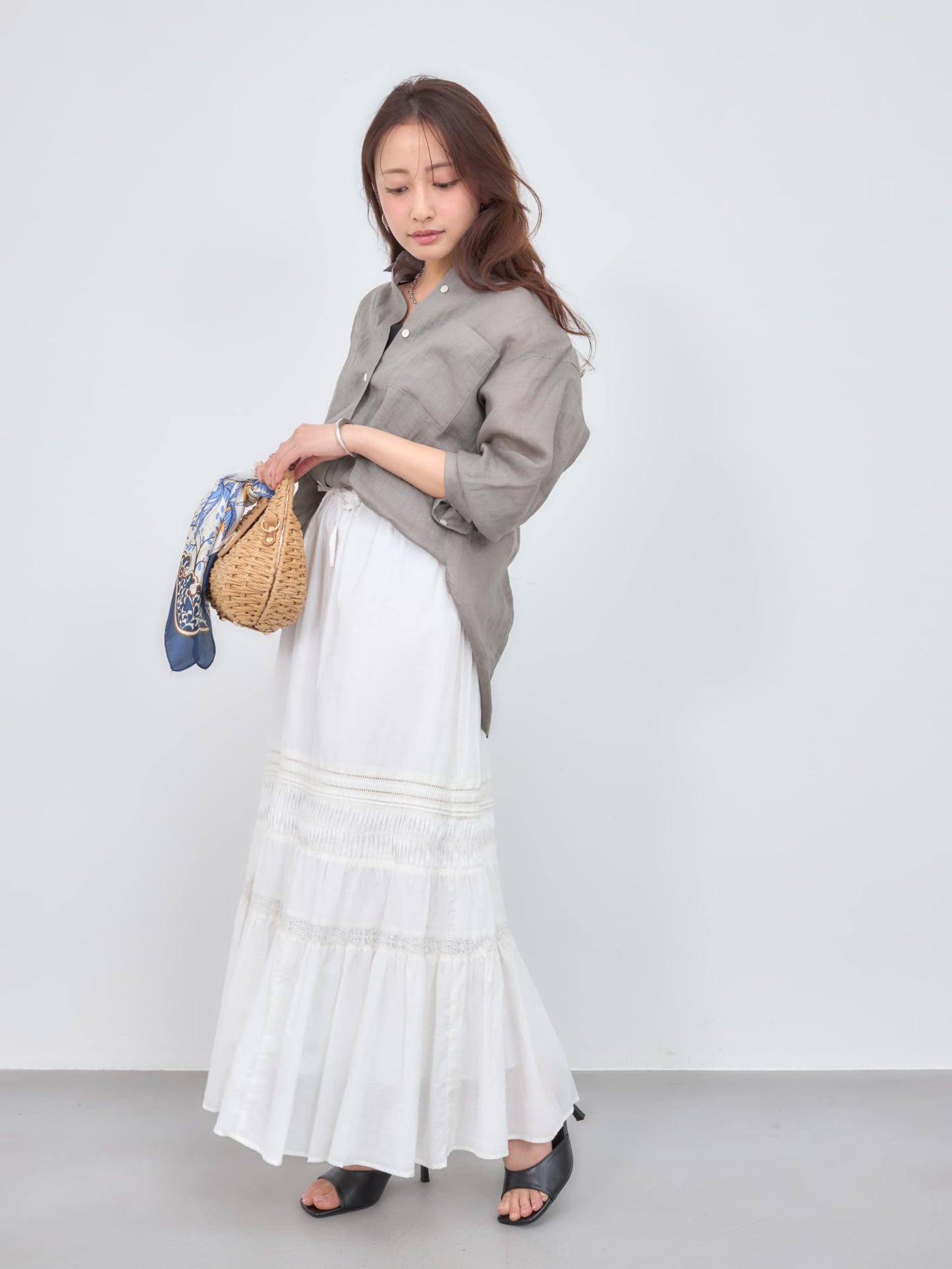 【手洗い可】【Made in India】ピンタックティアードスカート-short & regular　[通常]