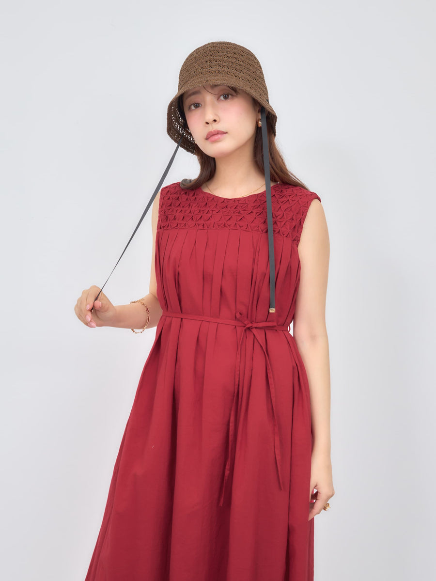 【手洗い可】【Made in India】スモッキングデザインワンピース-short & regular　[通常]