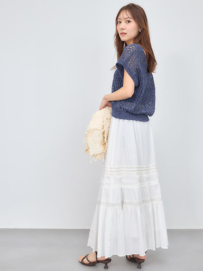 2wayコードヤーンミックス透かしニット　[通常]