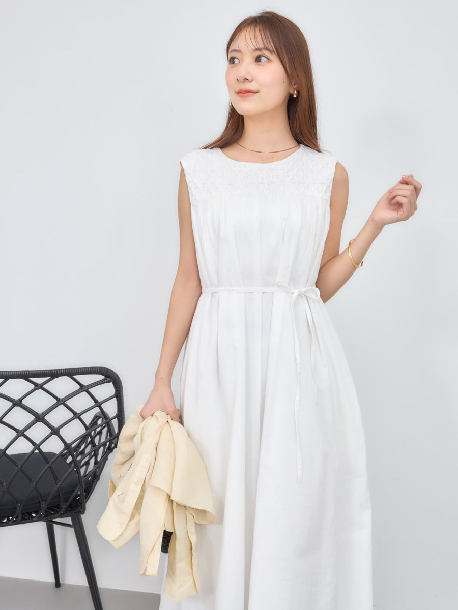 【手洗い可】【Made in India】スモッキングデザインワンピース-short & regular　[通常]