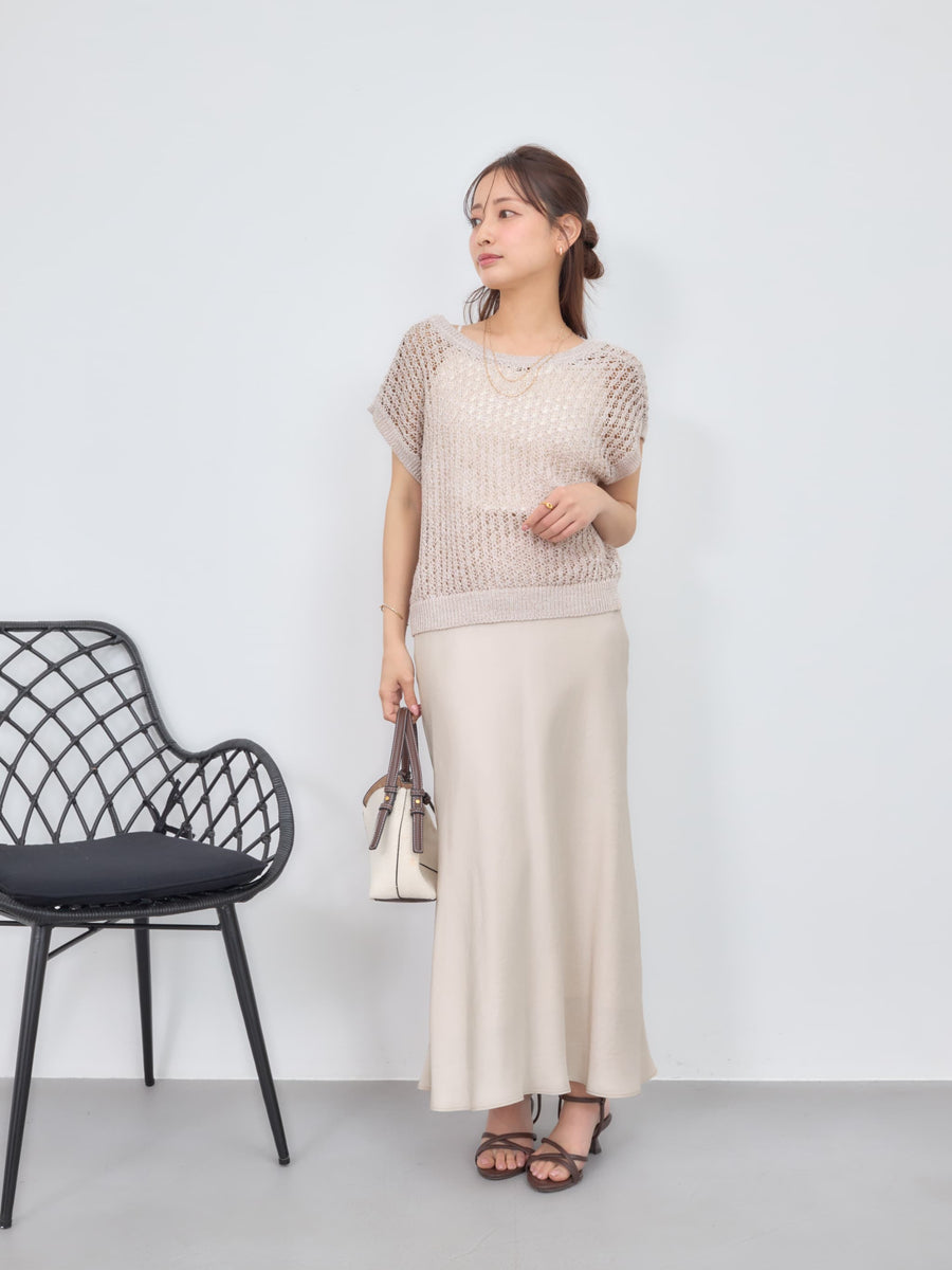 アセテートバックサテンナロースカート-short & regular　[通常]