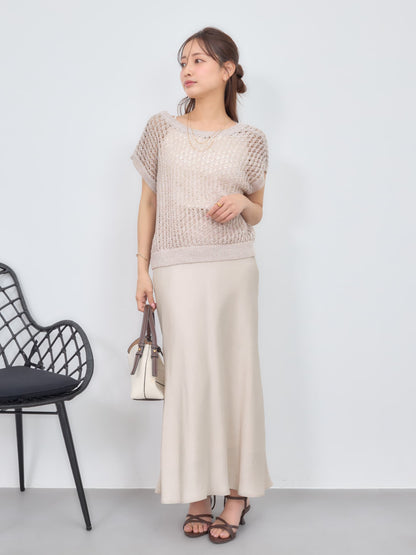 2wayコードヤーンミックス透かしニット　[通常]