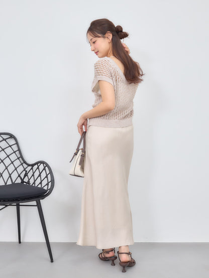 2wayコードヤーンミックス透かしニット　[通常]