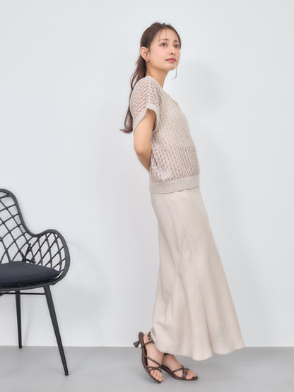 2wayコードヤーンミックス透かしニット　[通常]