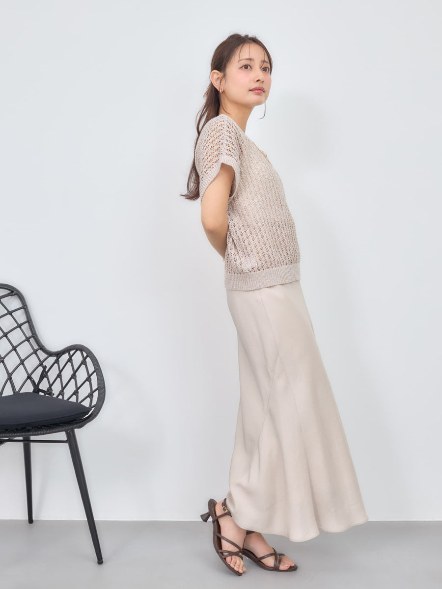 2wayコードヤーンミックス透かしニット　[通常]