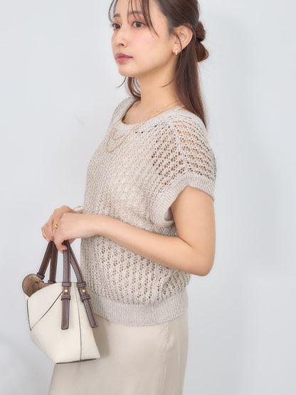 2wayコードヤーンミックス透かしニット　[通常]