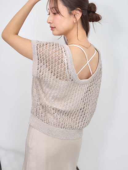 2wayコードヤーンミックス透かしニット　[通常]