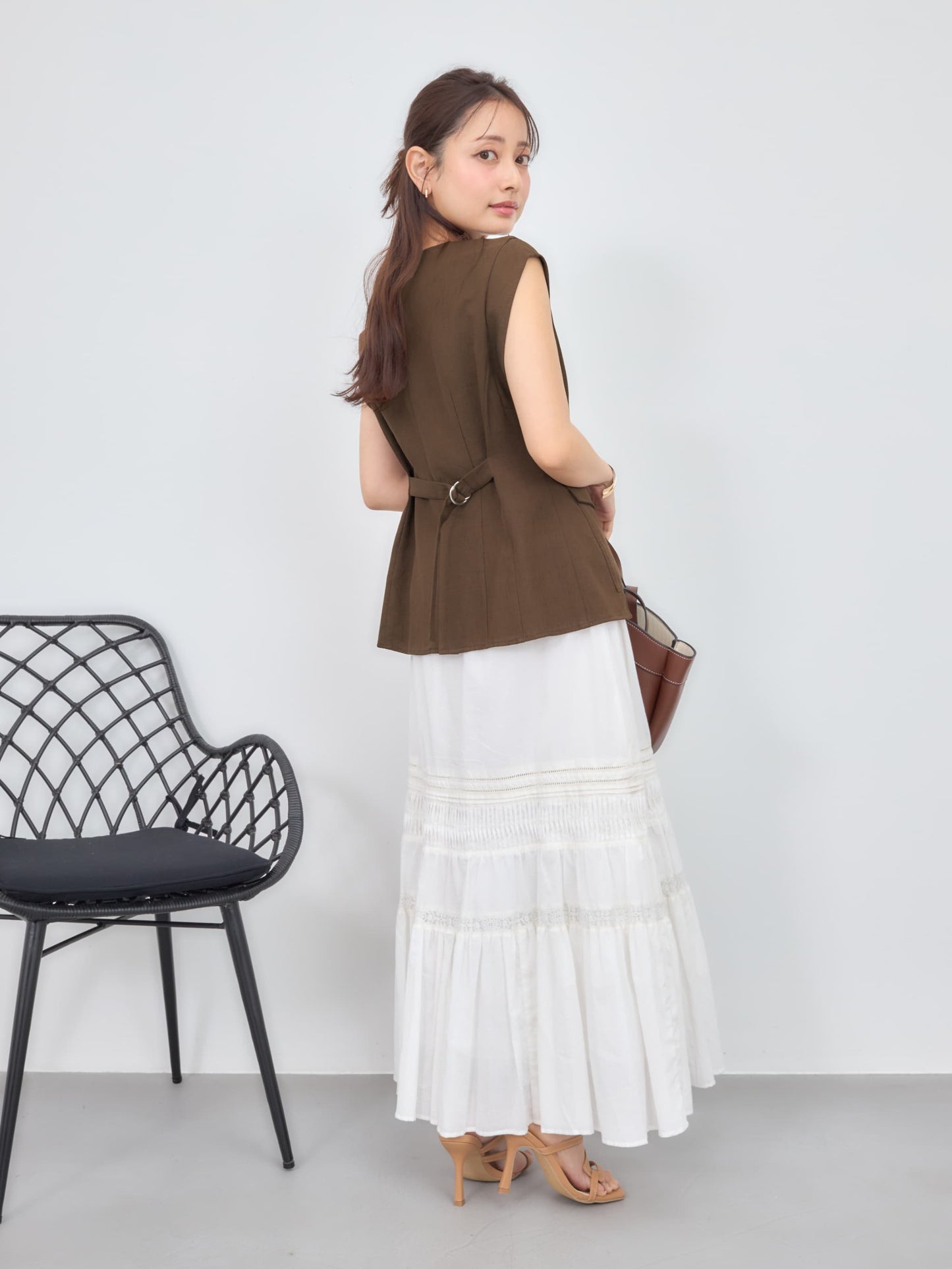 【手洗い可】【Made in India】ピンタックティアードスカート-short & regular　[通常]