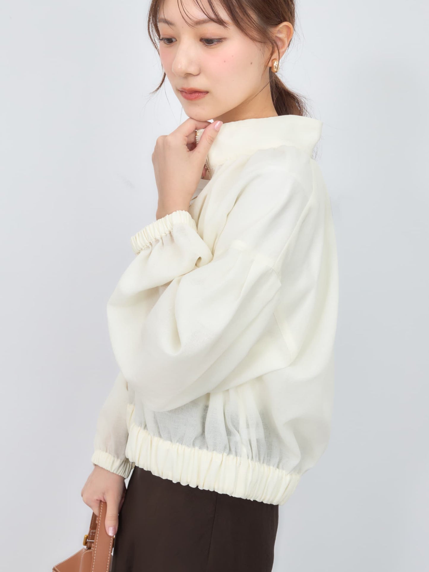 シアーギャザージップブルゾン　[通常]