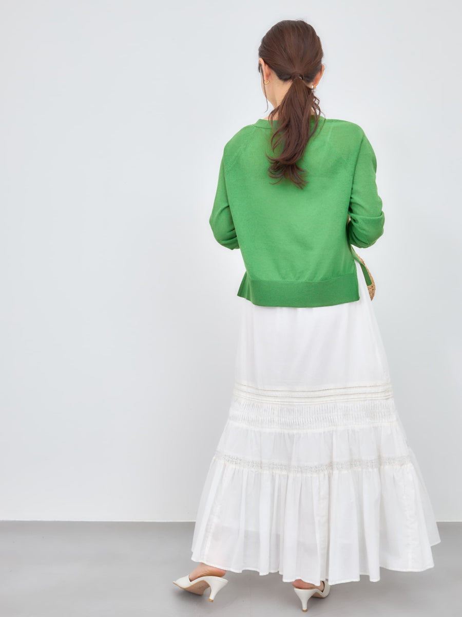 【手洗い可】【Made in India】ピンタックティアードスカート-short & regular　[通常]