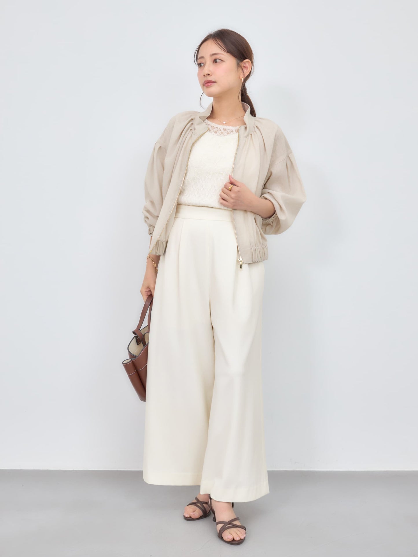 シアーギャザージップブルゾン　[通常]