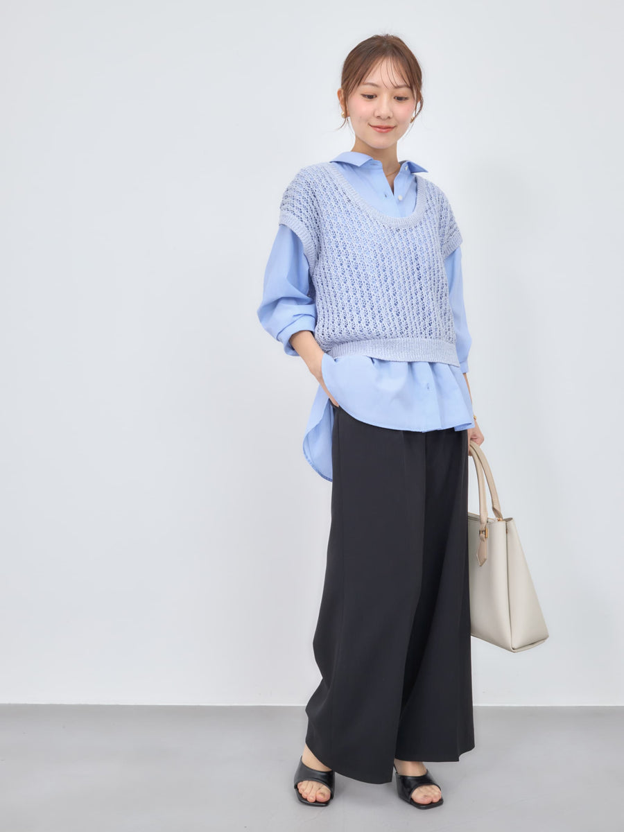 2wayコードヤーンミックス透かしニット　[通常]