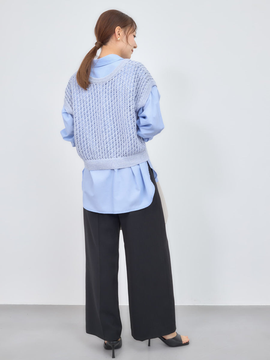 2wayコードヤーンミックス透かしニット　[通常]